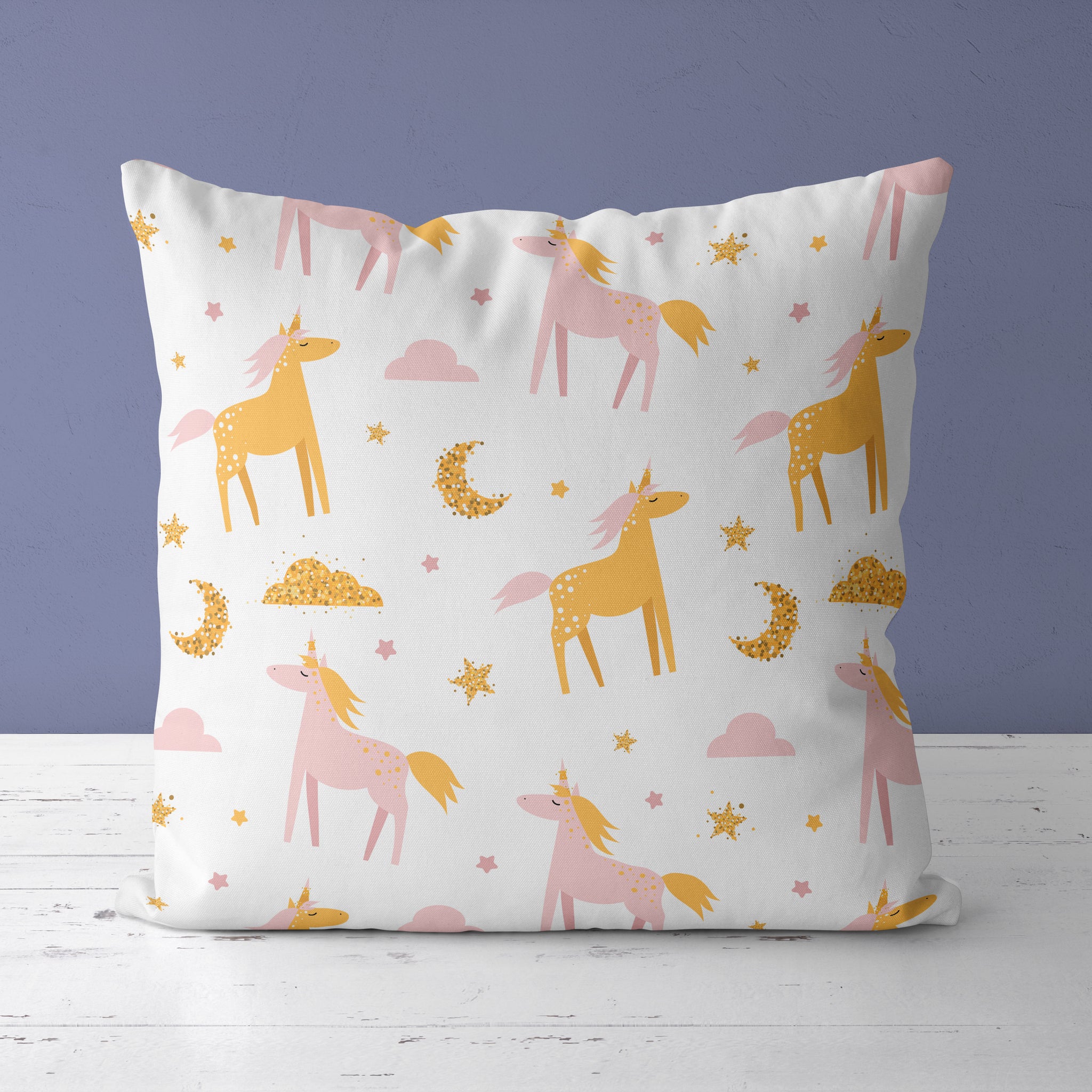 Unicorn Kids & Nursery Throw Pillow - Glitz and Horns