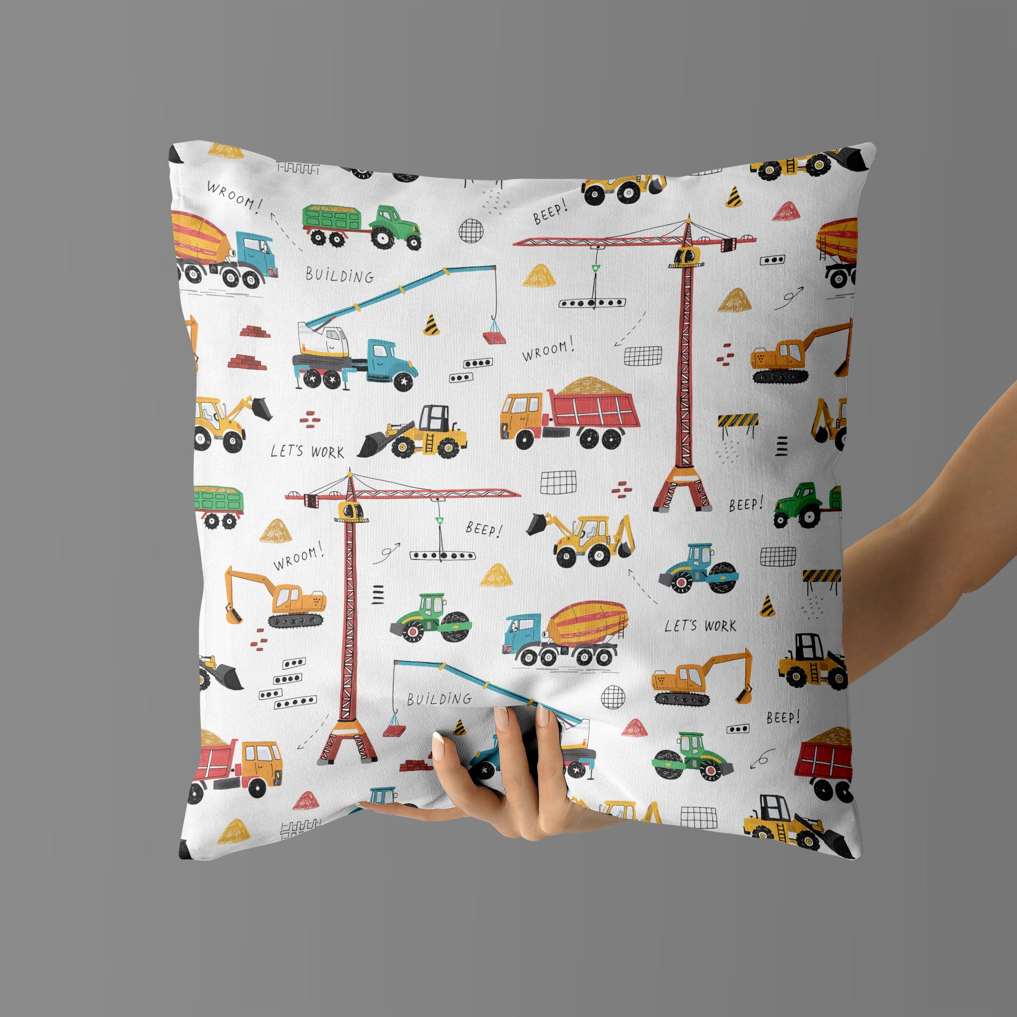 Constructions Kids & Nursery Throw Pillow - Powerful Builds