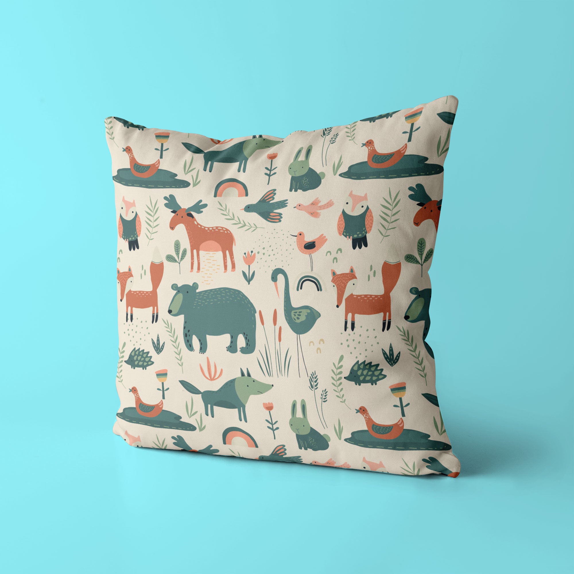 Animals Kids & Nursery Throw Pillow - Woodland Retreat