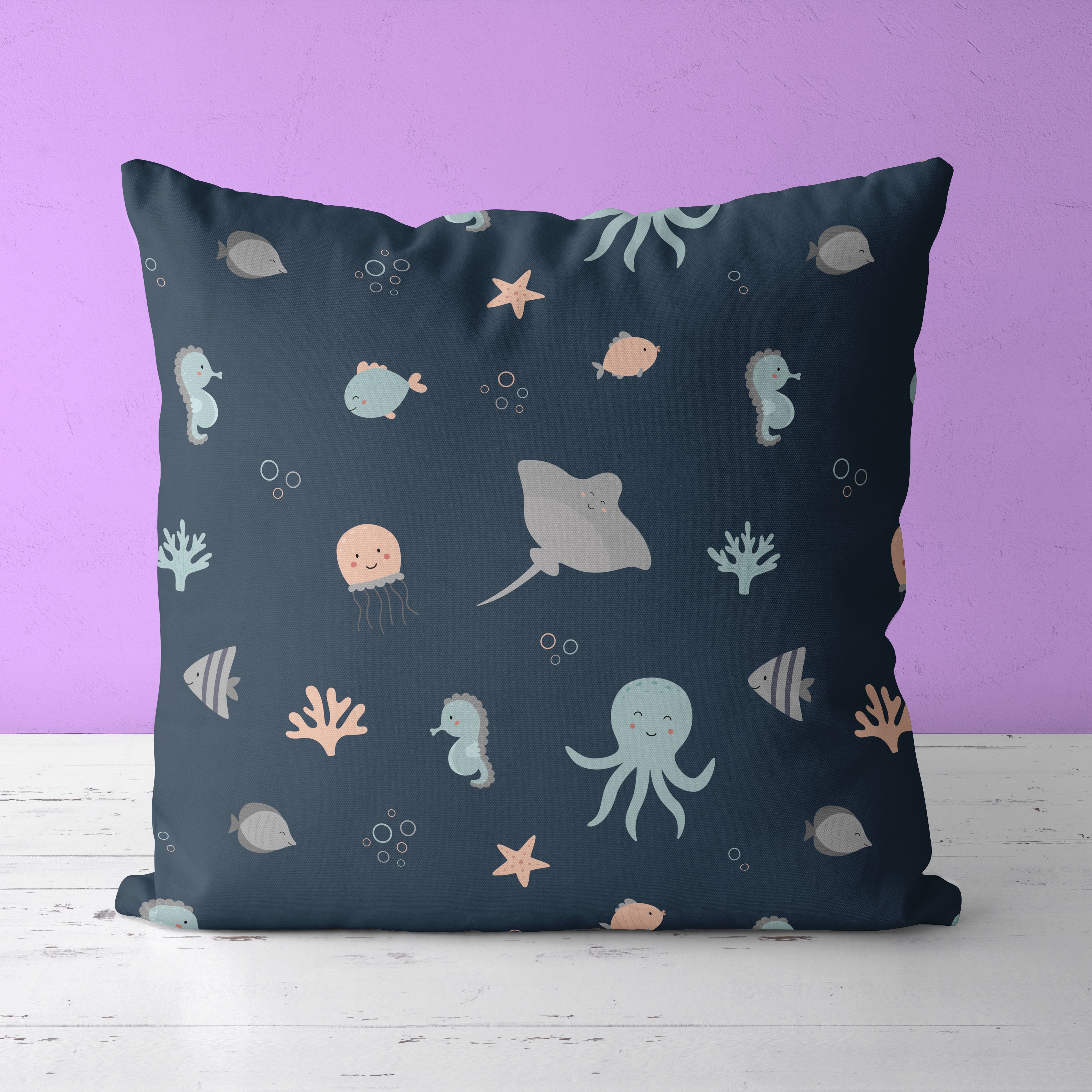 Underwater Kids & Nursery Throw Pillow - Deep Sea