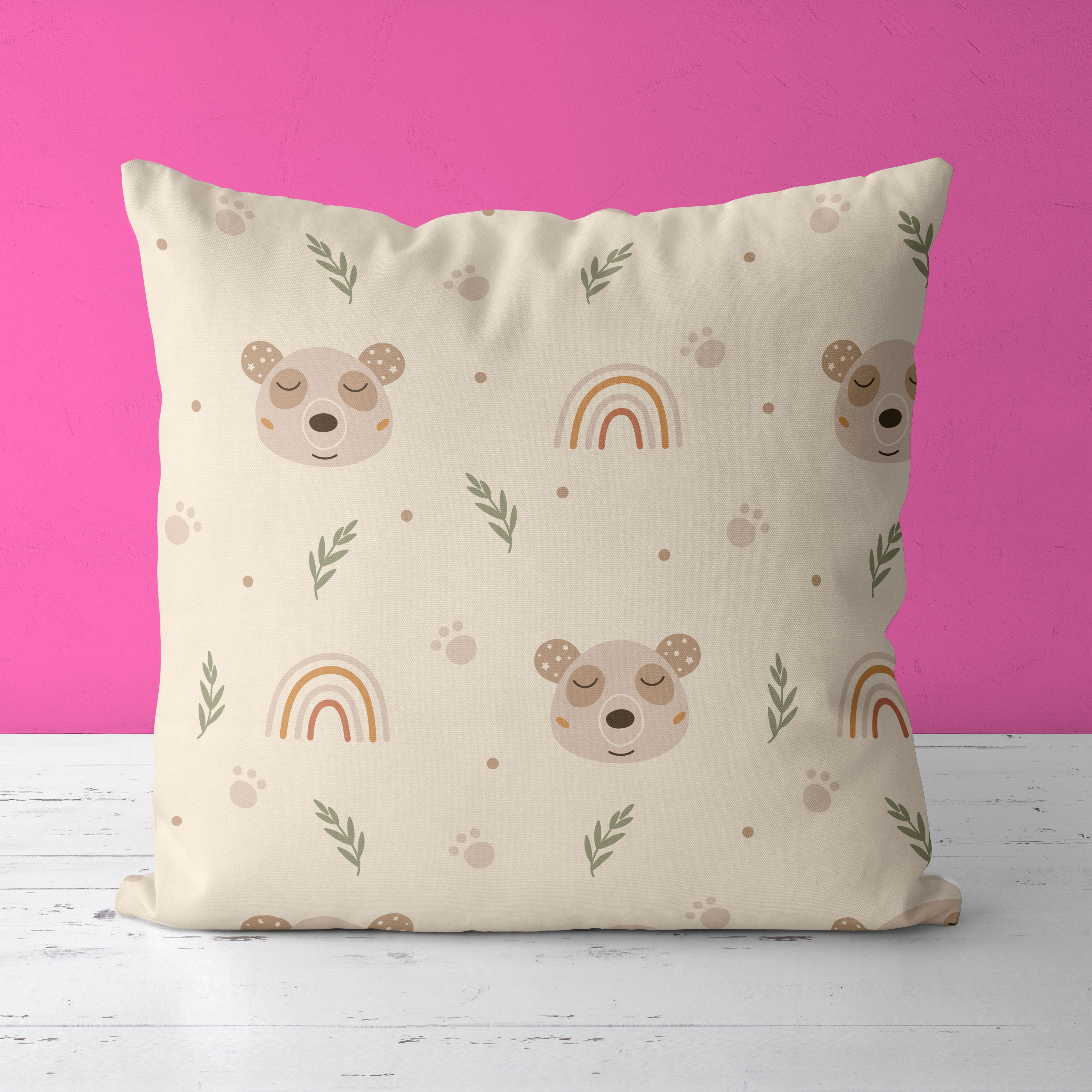 Bear Kids & Nursery Throw Pillow - Feeling Zen