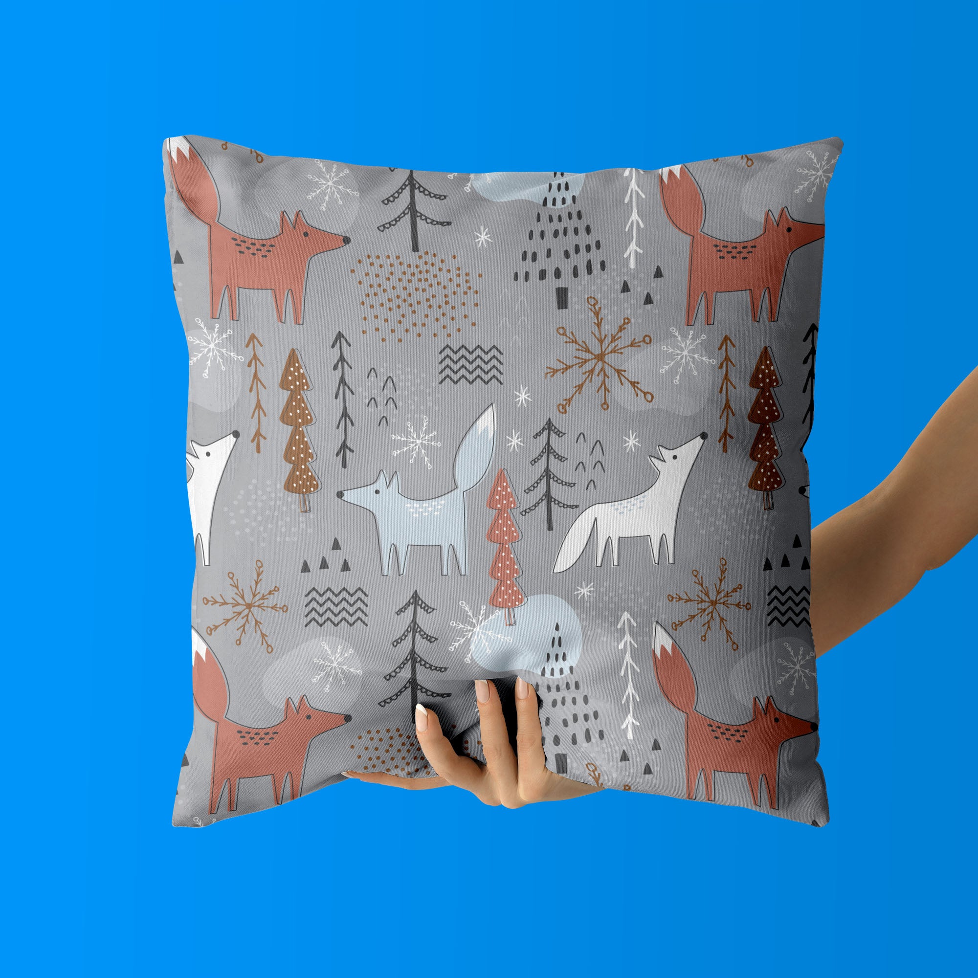 Fox Kids & Nursery Throw Pillow - Sniff and Turn