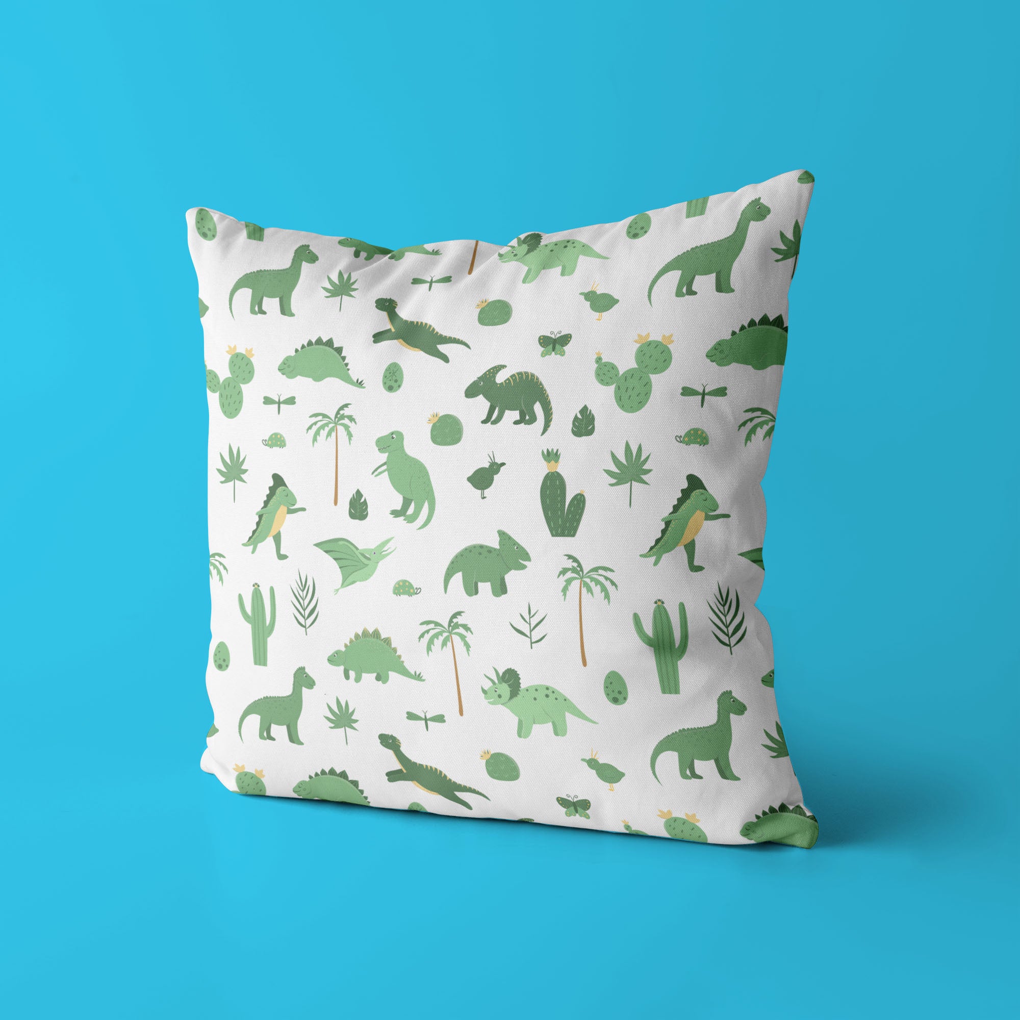 Dinosaur Kids & Nursery Throw Pillow - All Greens