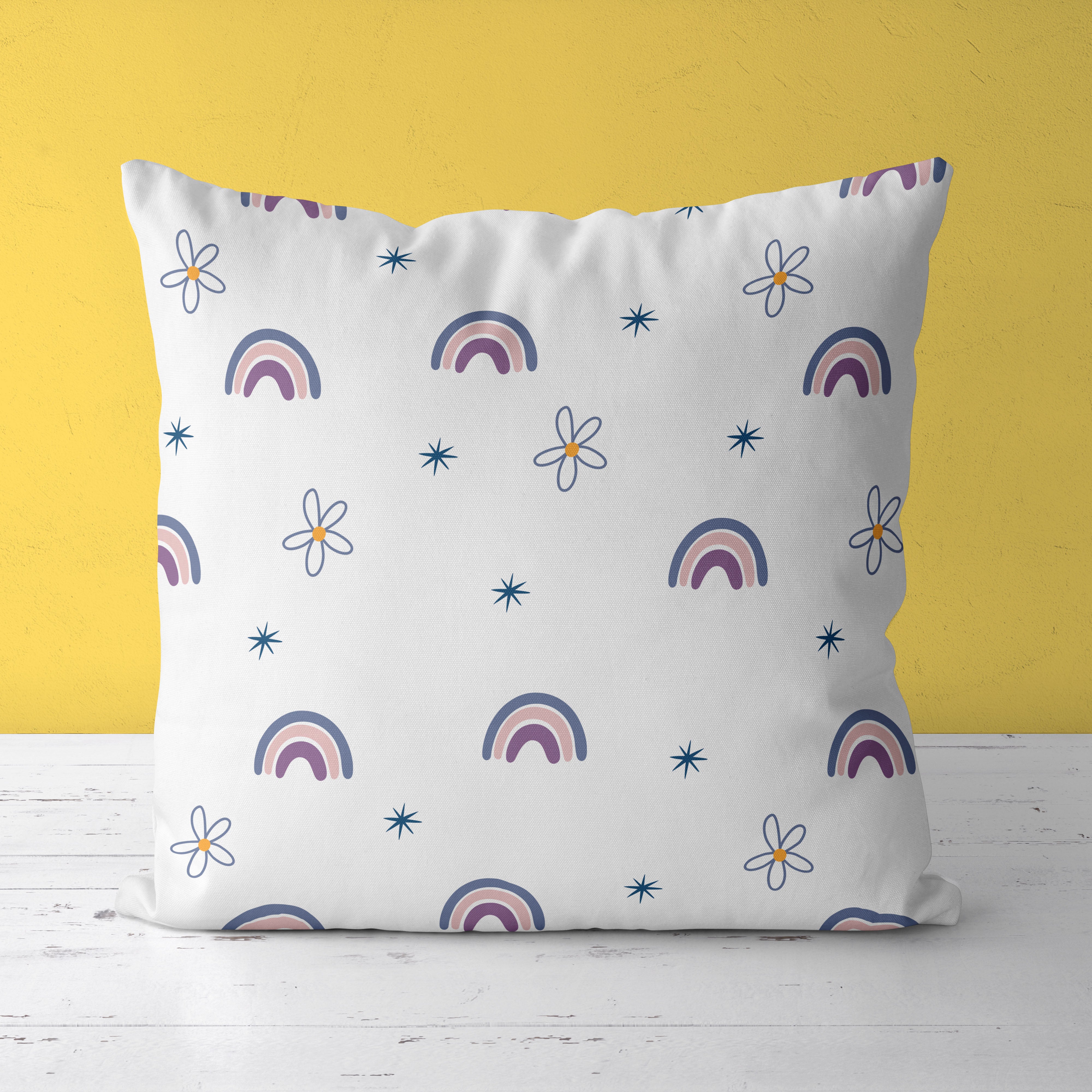 Rainbow Kids & Nursery Throw Pillow - Fresh Doodles