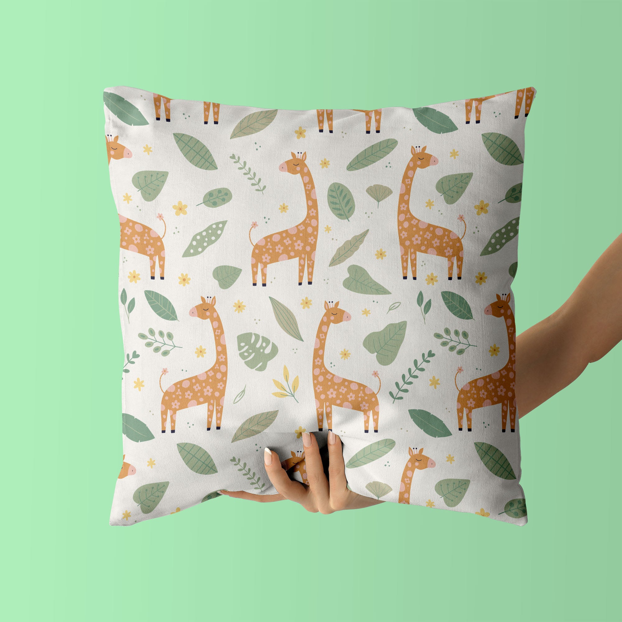 Giraffe Kids & Nursery Throw Pillow - Flourishing Giraffes