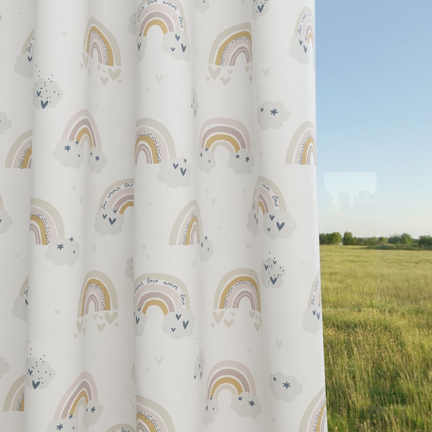 Rainbow Kids & Nursery Blackout Curtains - Rainbows and Clouds