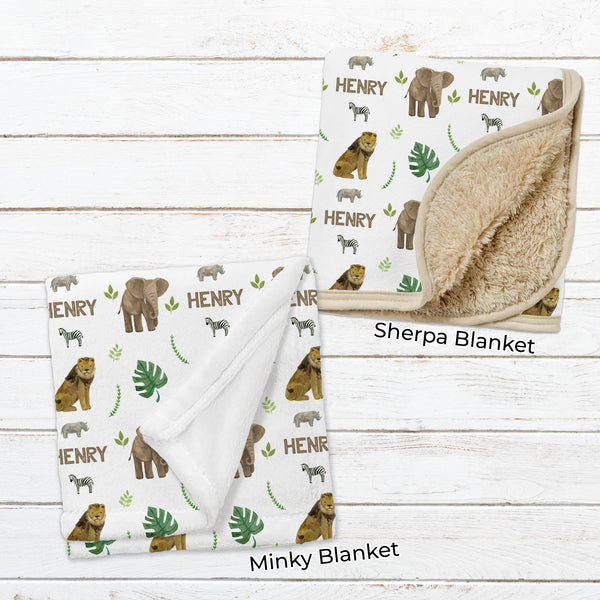 Personalized Safari Blanket for Babies, Toddlers and Kids - Born to be Wild