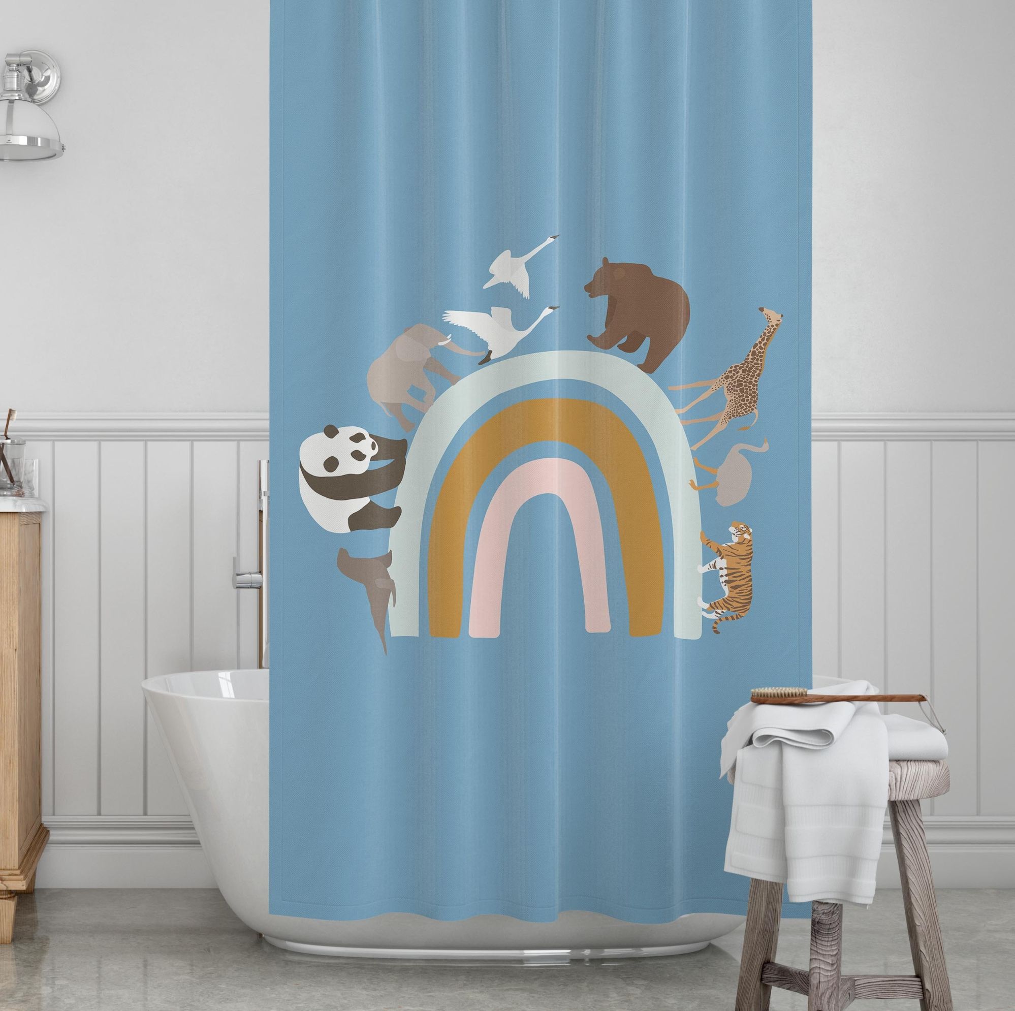 Animals Kids' Shower Curtains - Rainbow Bridge