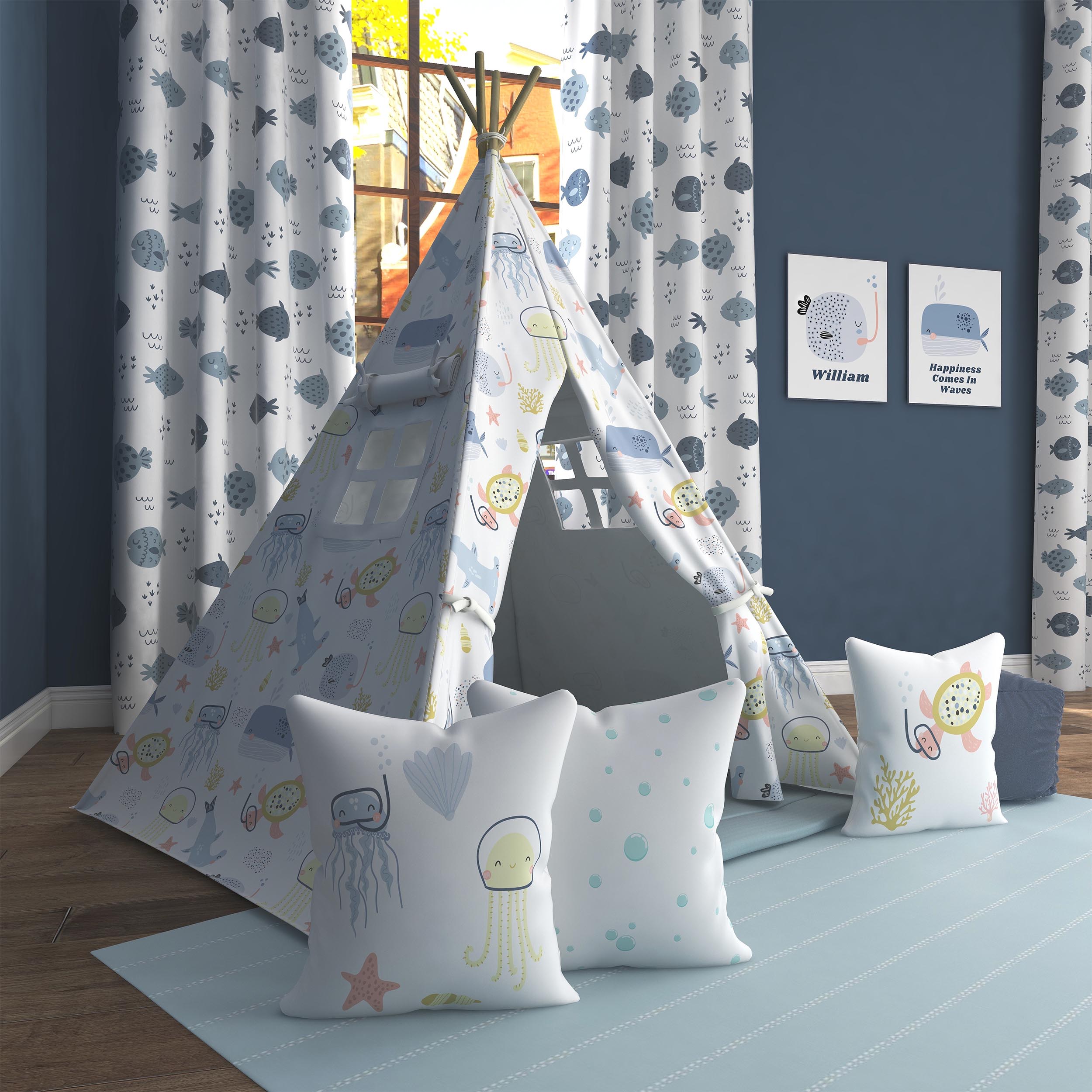 Kids Teepee, Ocean Decor Themed Room - Seas the Day Collection