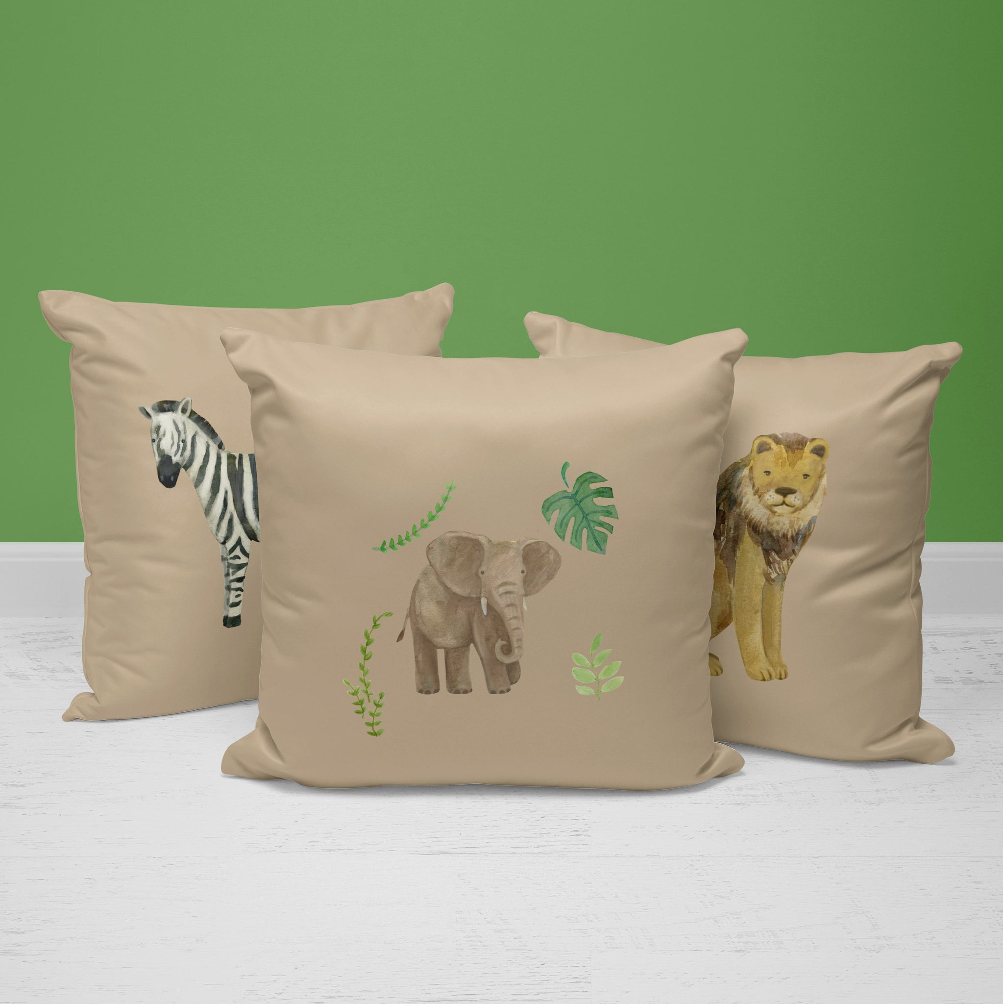 Safari Throw Pillows | Set of 3 | Collection: Born to be Wild | For Nurseries & Kid's Rooms