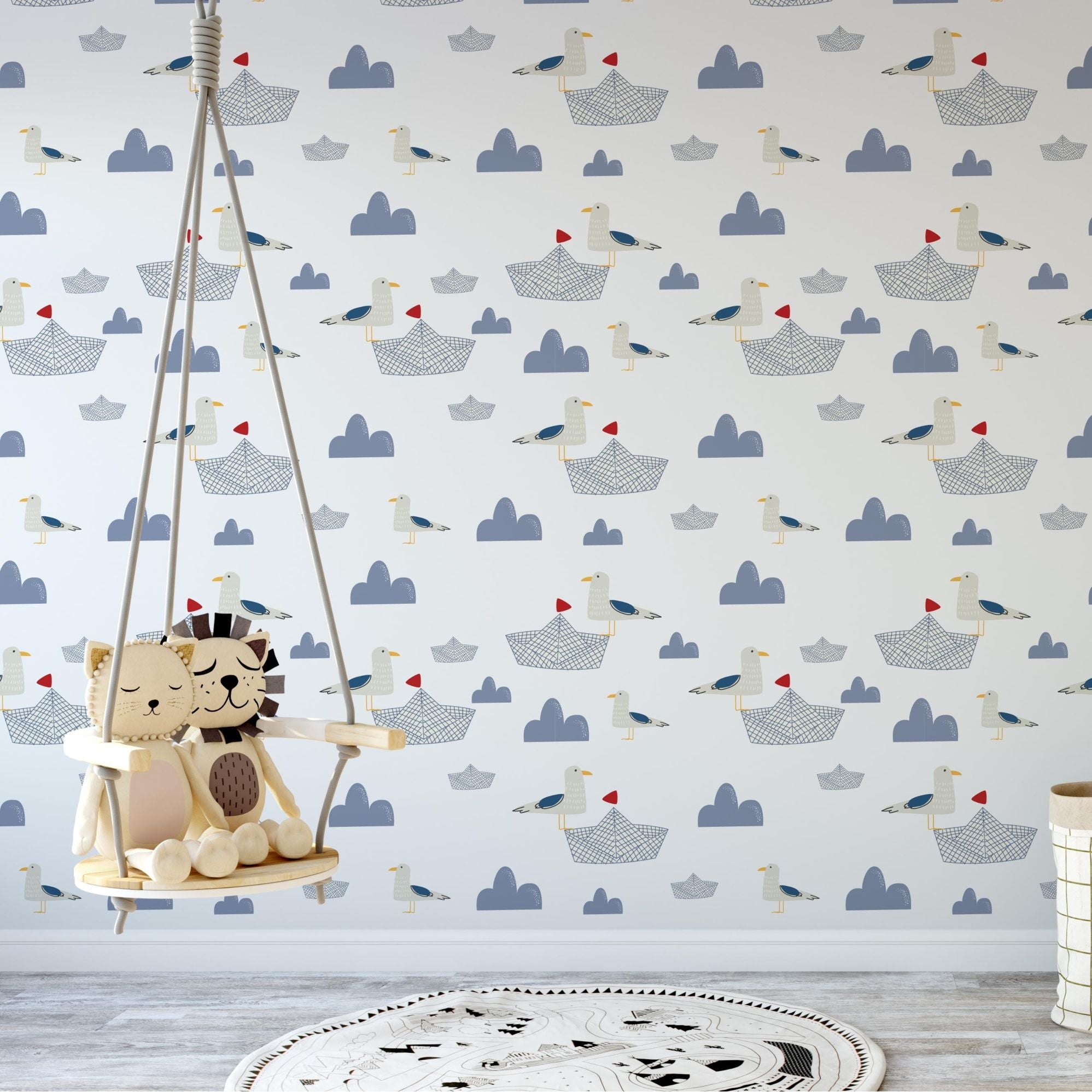 Birds Theme Nursery Wallpaper - Seagull’s Summer