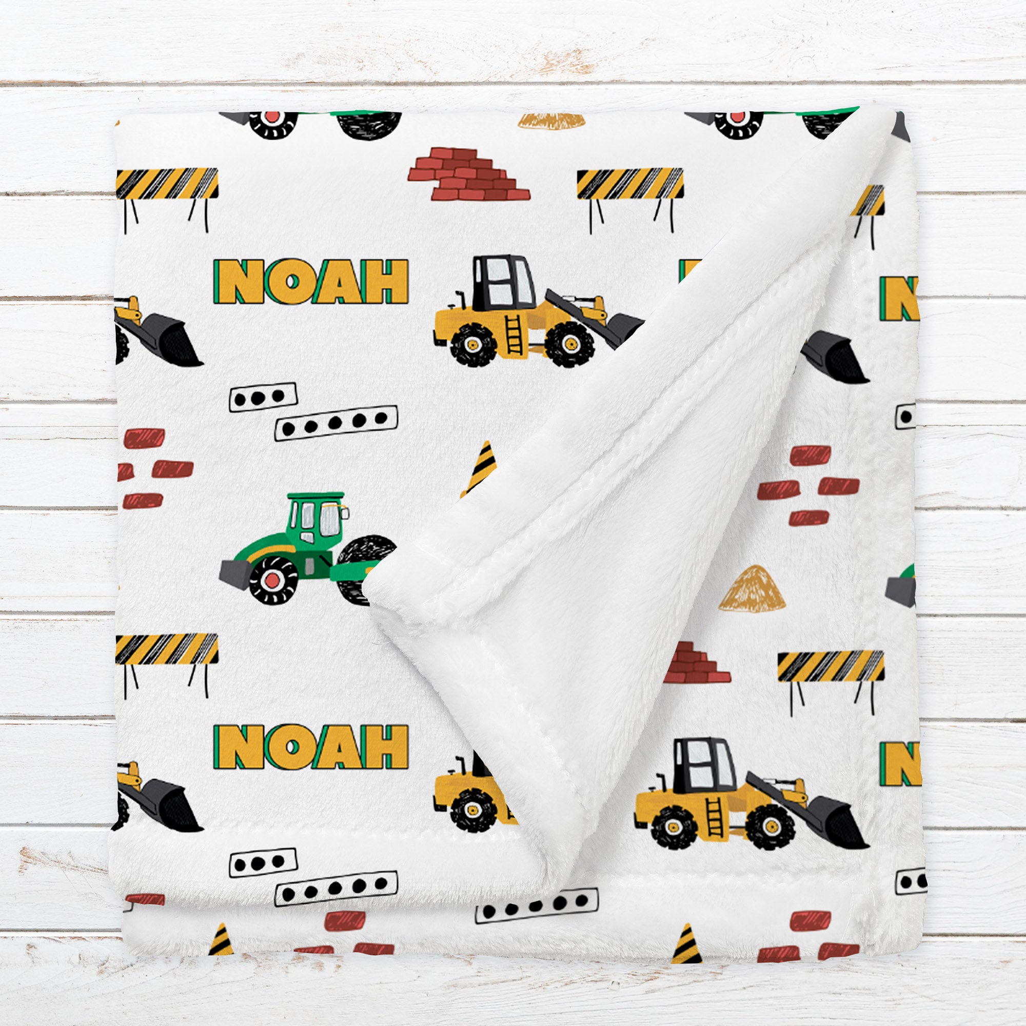 Personalized Construction Blanket for Babies, Toddlers and Kids - Building Blocks