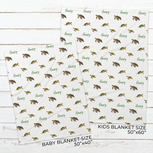 Personalized Turtle Name Blanket for Babies & Kids - Slowpokes