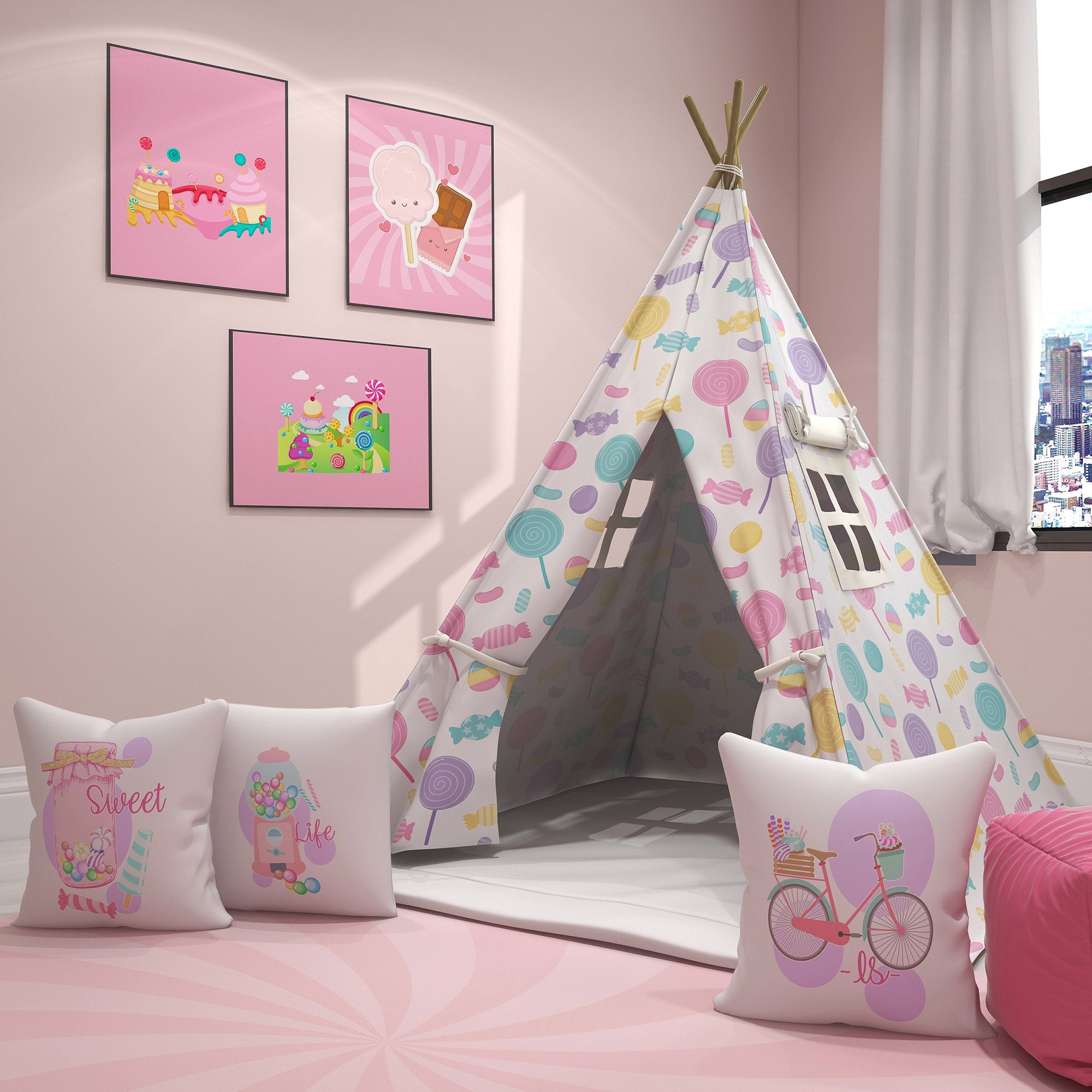 Kids Teepee, Candy Decor Themed Room - Sweet Tooth Collection