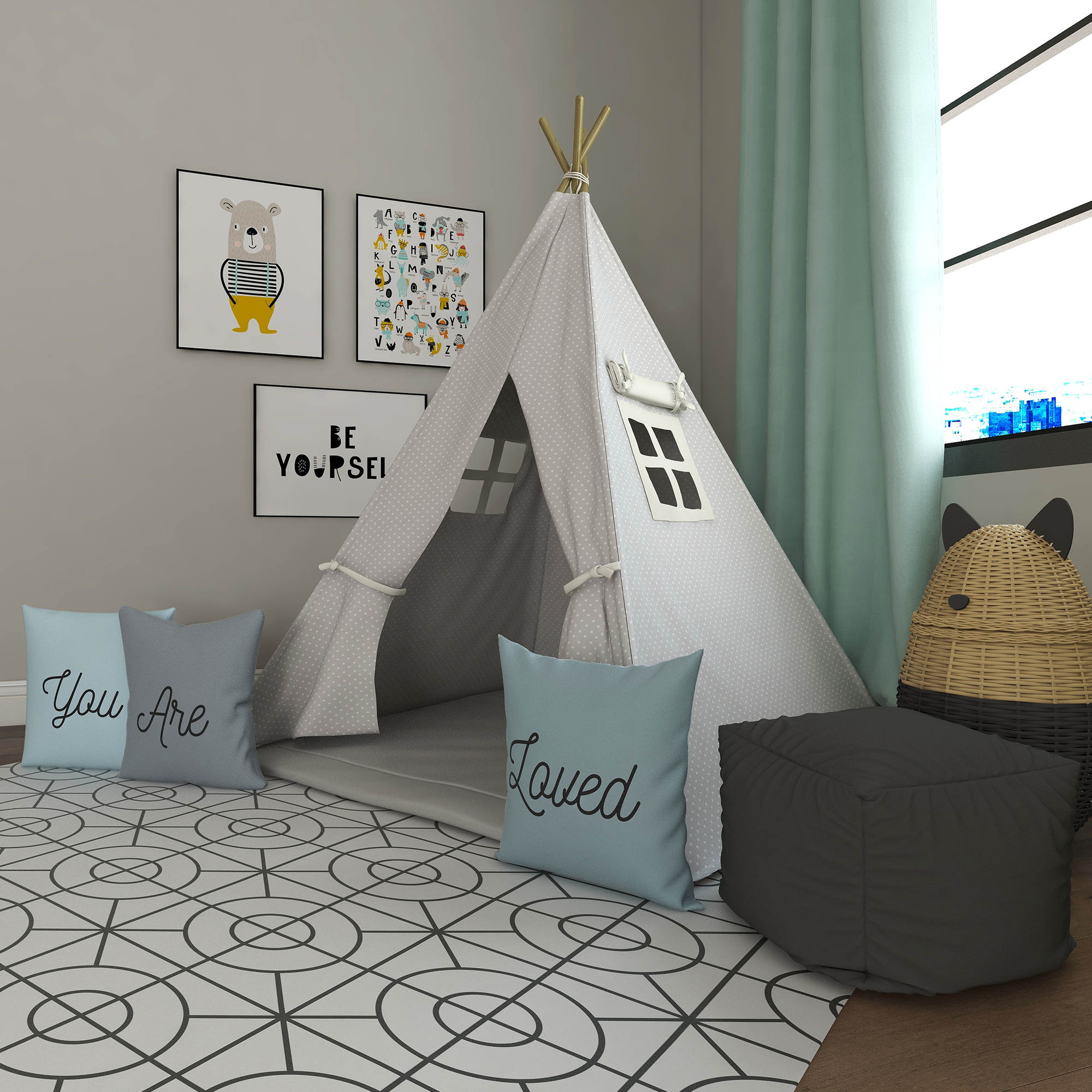 Lazy Gray Kids Teepee