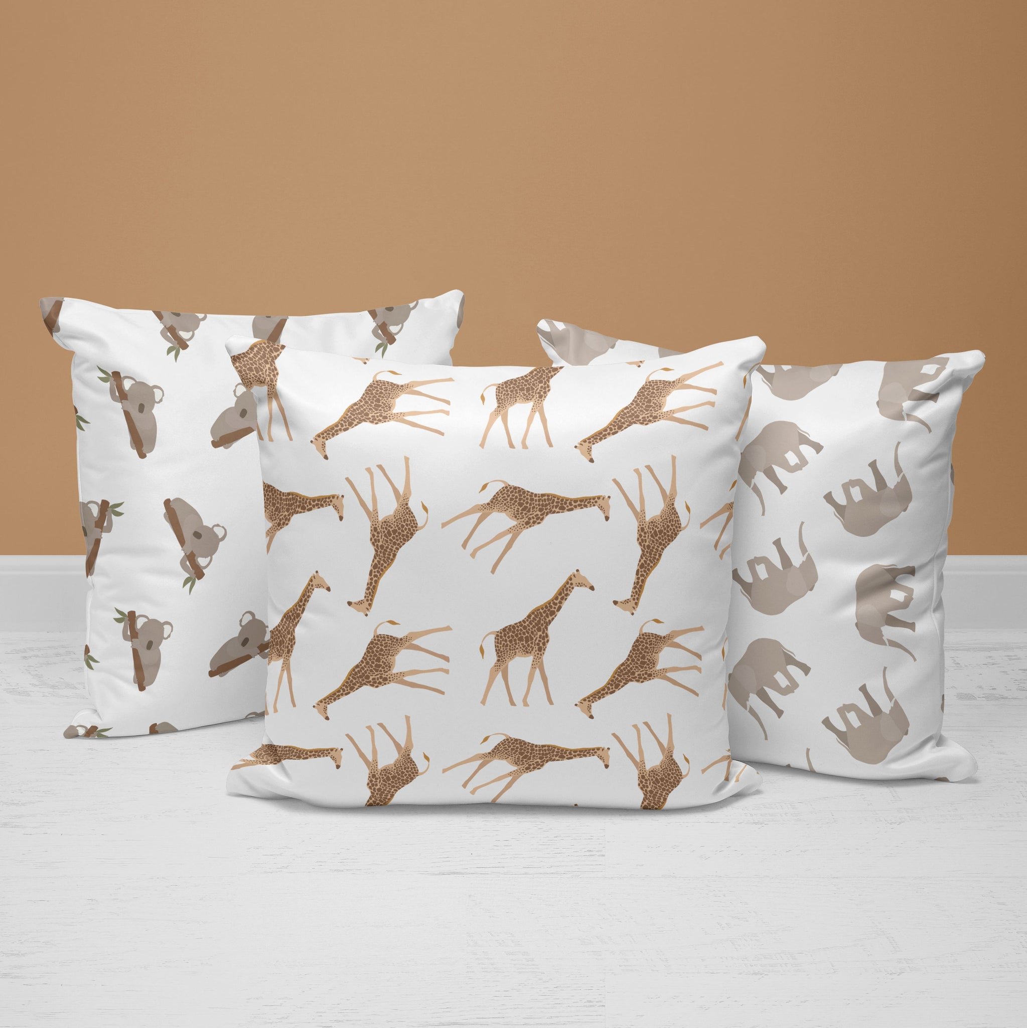 Safari Throw Pillows | Set of 3 | For Nurseries & Kid's Rooms