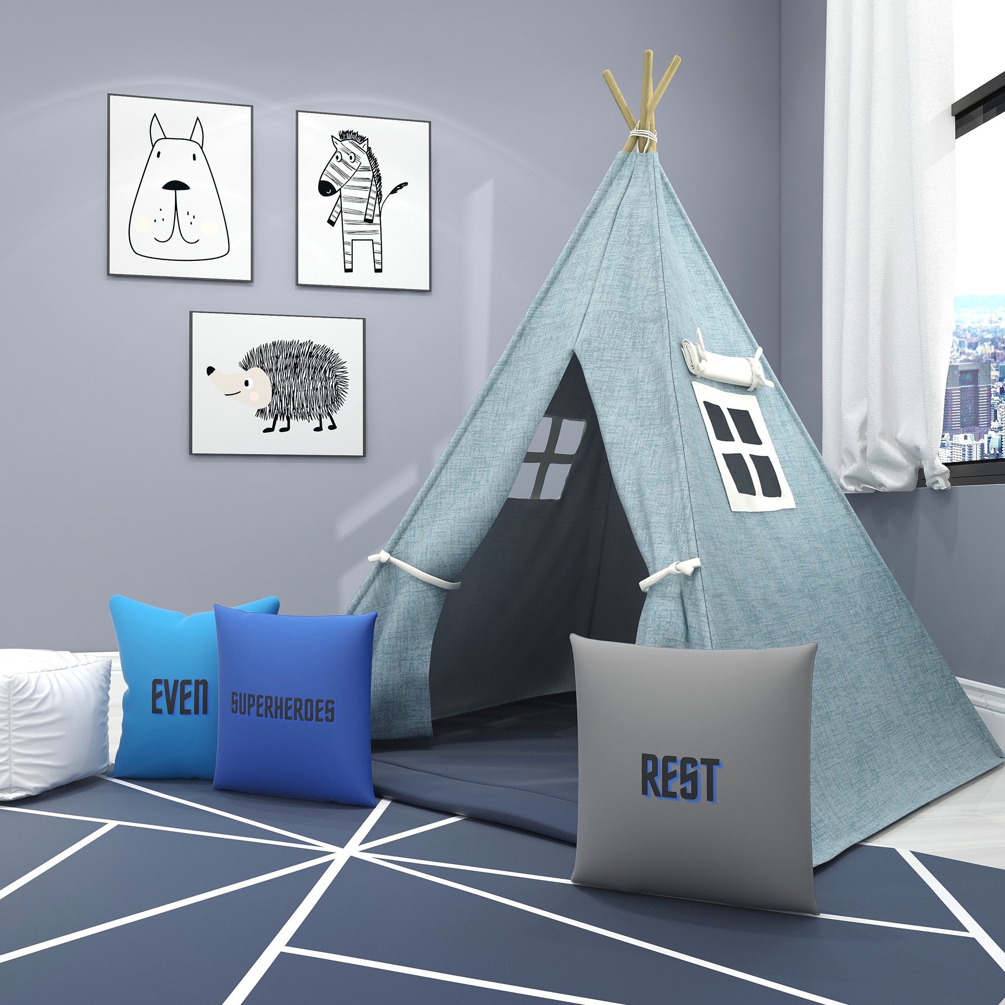 Blue Bear Hugs Kids Teepee